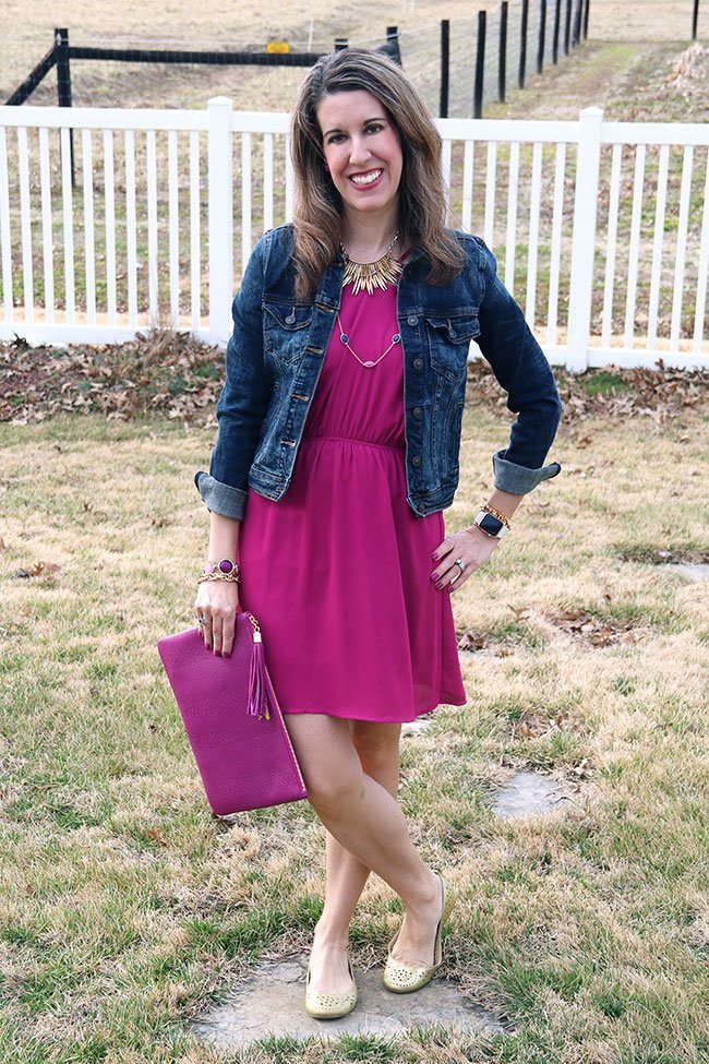 Thursday Fashion Files Link Up #98 - Fuchsia Dress with Blue and Gold ...