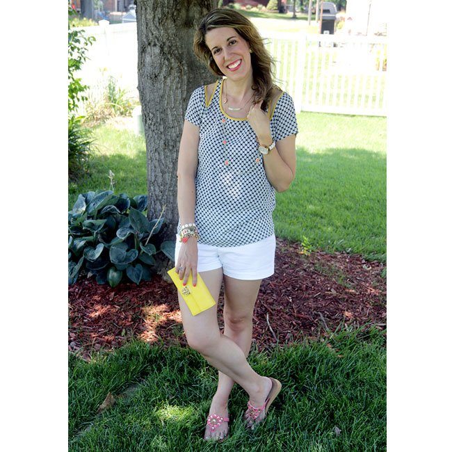 Thursday Fashion Files Link Up #67: Coral with Blue and Yellow