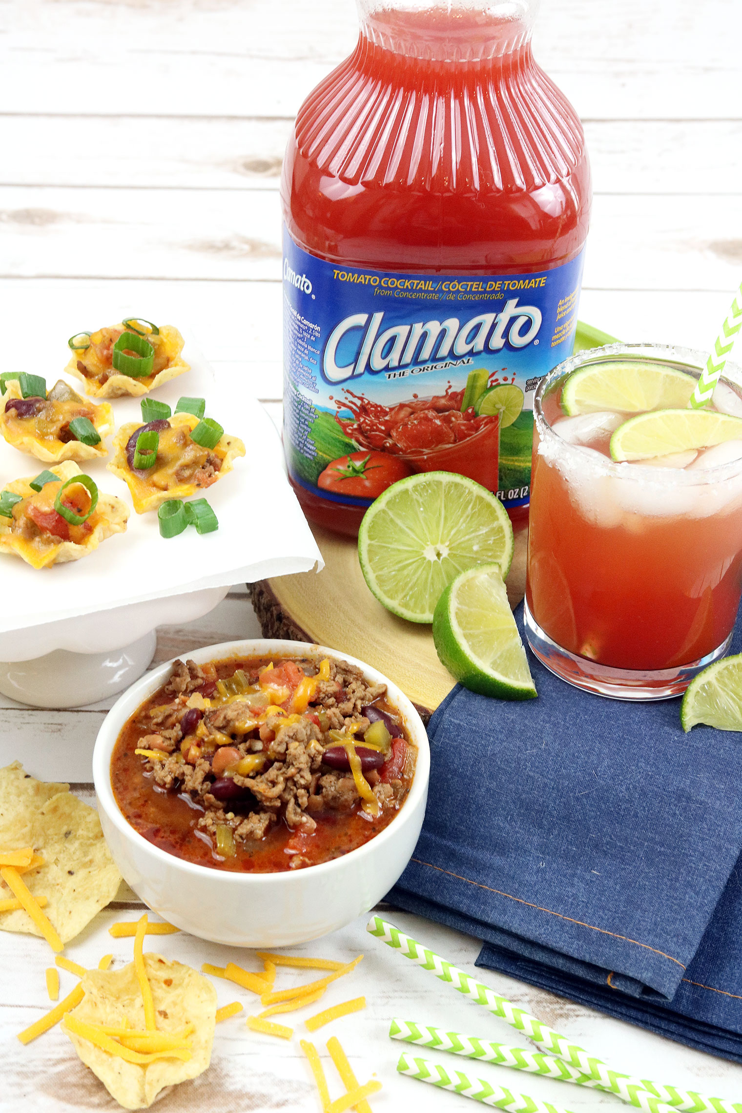 Bloody Mary Chili Cheese Dip Bites Paired w/ a Simple Michelada